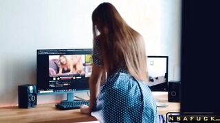 Schoolgirl Caught Watching Porn Gets Load on Face