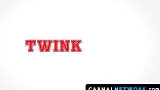 College twink Cameron Basinger gives old daddy coach an intense bareback fuck in the