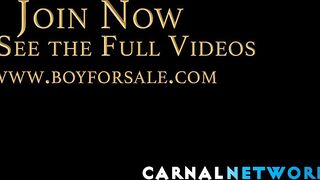 The slave boy struggles and gags as he takes both Dallas Steele's and Wolf's large co