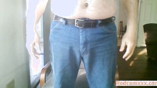 Mature Guy Takes His Underwear Off And Strokes His Boner