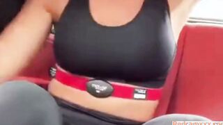 Gorgeous Blonde Babe Spreads Legs In A Car And Masturbates Solo