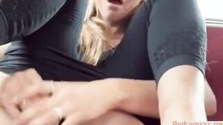 Gorgeous Blonde Babe Spreads Legs In A Car And Masturbates Solo
