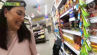 Naughty influencers spotted without panties and with their breasts out at the market!
