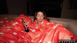 Sneaky StepBro Hides in my Snuggie Airplays Porn on TV