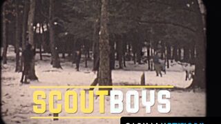 The hunk scoutmaster fucked Jack Bailey in hardcore bareback and cum inside his ass