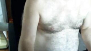 Hairy Daddy Strokes on Webcam