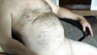 Hairy Daddy Strokes on Webcam