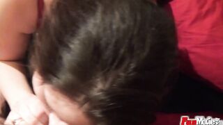 EU dark haired beauty give oral sex