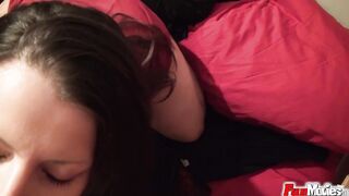 EU dark haired beauty give oral sex