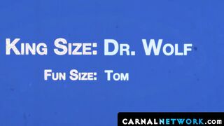 Tom Bentley welcomes Dr Wolf's massive cock to pummel his prostate hard and deep