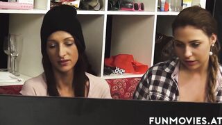 Tape game night ends up with cum on breasts