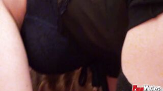 Nasty lesbians sharing their ebony fake-cock sex toy