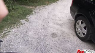 Big Tit old bitch suck cock outdoor