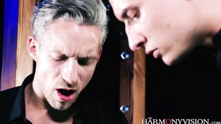 Caged rubber blonde gets a double penetration