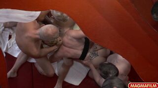 Turned On older swingers gangbanging