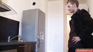 Slim dark haired jumps anally a long penis