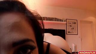 Superb dark haired ride anally a long penis