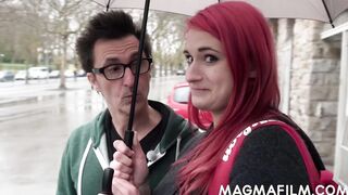 Red Haired amateur bimbo gets her first double penetration