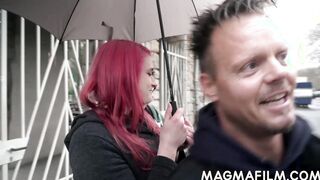 Red Haired amateur bimbo gets her first double penetration