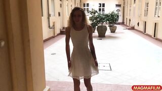 Trashy beauty gets anally cumshot