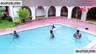 Bachelor boys Pool Party With service girl