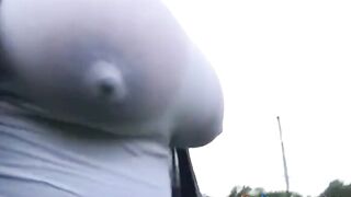 Huge Natural Black Tits Exposed Outdoors