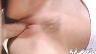 Blonde nympho fucking a massive cock