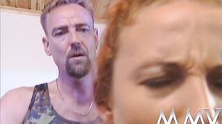 Crazy slut licking sperm from the boots