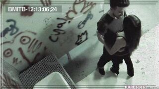 Adorable dark hair sluts gets screwed into tha restroom