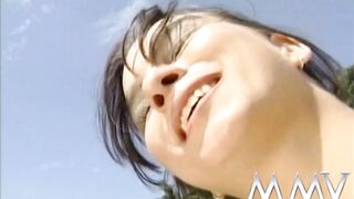Trashy bimbos pee on a dude's face outside