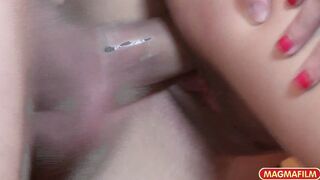 Awesome dark haired Beauty gets plowed at work