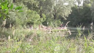 Freaky mom eats 2 cocks into the woods