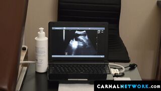 Austin Young and the doctor watched from the x-ray screen a bare cock throbbing in hi