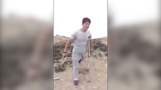 Hunk with a Big Bulge Outdoors