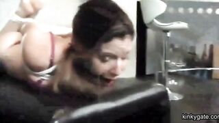 Hogtied sub with cum dripping face