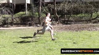 Muscular and hunk Brogan Reed got spit-roasted in threeway by Joshua James and Logan