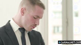 BAstian KArim on his knees guiding these cocks