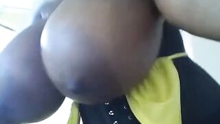 Ebony Amateur With Big Natural Tits Plays With Dildo