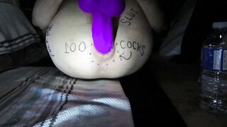 Huge Purple Dildo Stretches Me Out