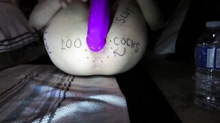 Huge Purple Dildo Stretches Me Out