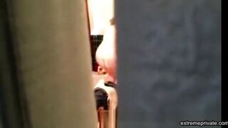 busty BBW stepmom spied in bathroom (hidden cam)