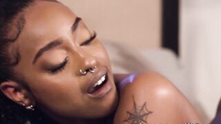 Ebony Destiny Mira moaned in pleasure as Ladyboy Valeria Astreides drilled her cock i