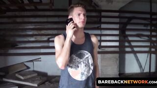 The two men take turns sliding in his hole and spit-roasting Zack Grayson in raw thre