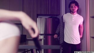 Salacious Asian femboy rides boyfriend's dick
