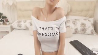 Big-Titted Amateur Nerdy Babe Plays with Her Clit on Webcam