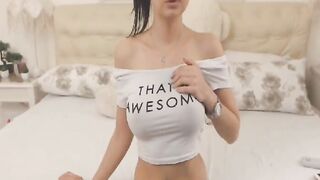 Big-Titted Amateur Nerdy Babe Plays with Her Clit on Webcam