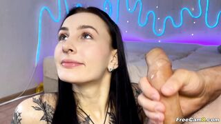 Brunette Girlfriend Intense Cock Sucking