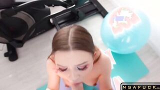Stepsister did MORNING EXERCISES and he CUM ON FACE