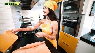 Hot lesbians in aprons and panties cooking just for you!