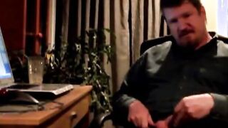 Bearded Daddy Strokes His Cock Solo